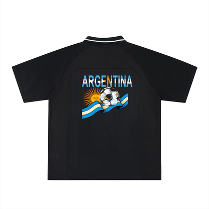 Argentina Flag Themed Graphic V-Neck Soccer Jersey
