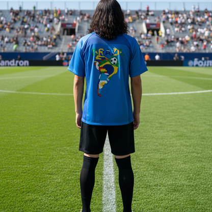 Brazil Flag Themed Graphic Striped V-Neck Soccer Unisex Jersey
