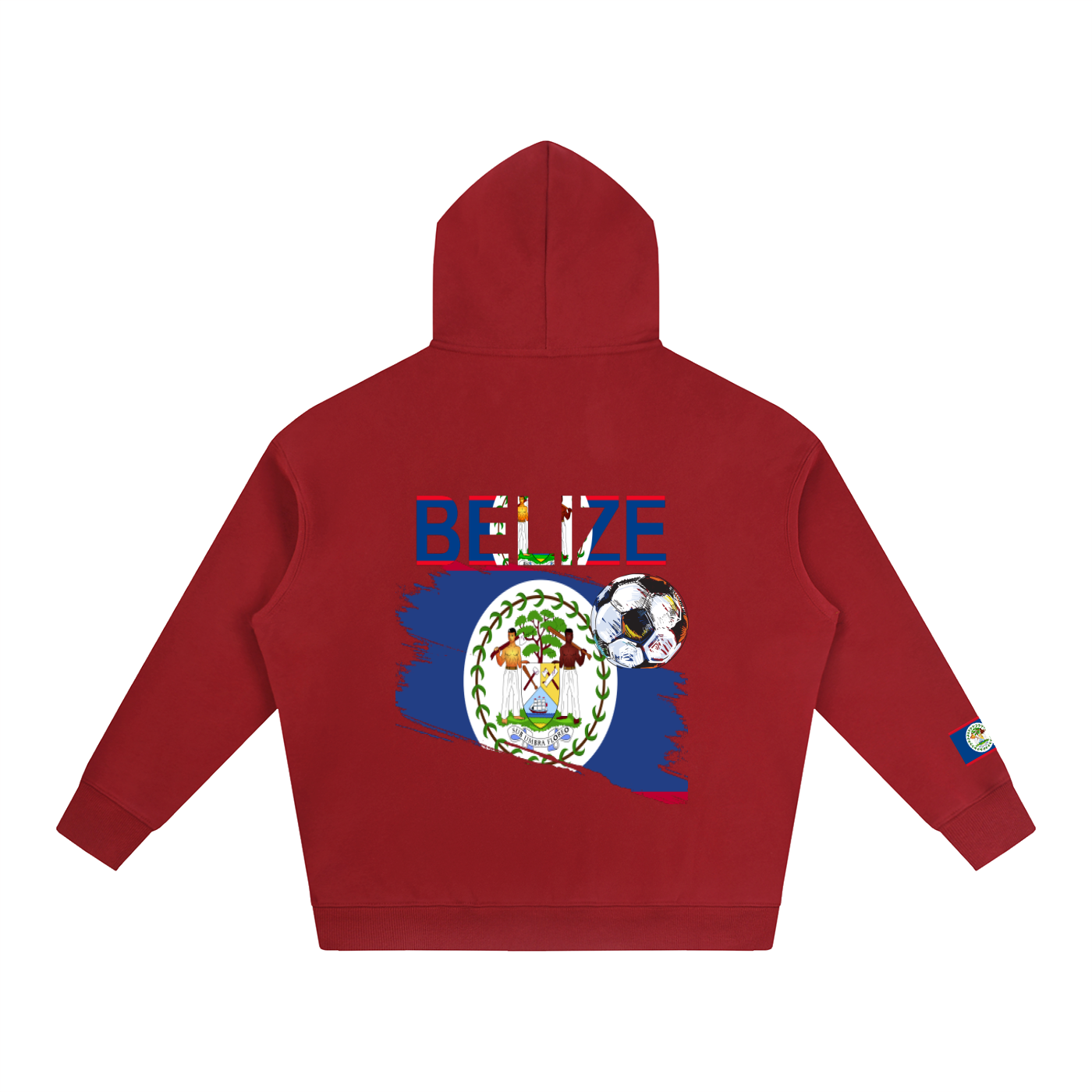 Belize Flag Themed Graphic Unisex Oversize Fleeced Hoodie