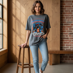 Oversized Unisex Cotton T-Shirt featuring a Snow-Washed Future Robot Dystopia Graphic