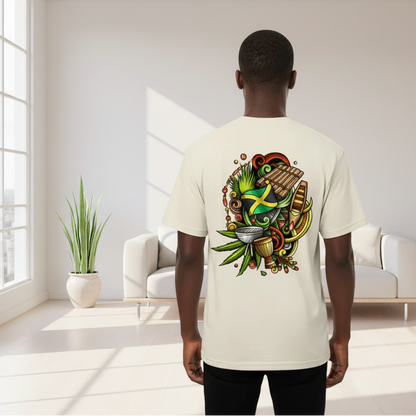 Jamaica Flag Themed Graphic Vintage Wash Cotton Unisex T-Shirt