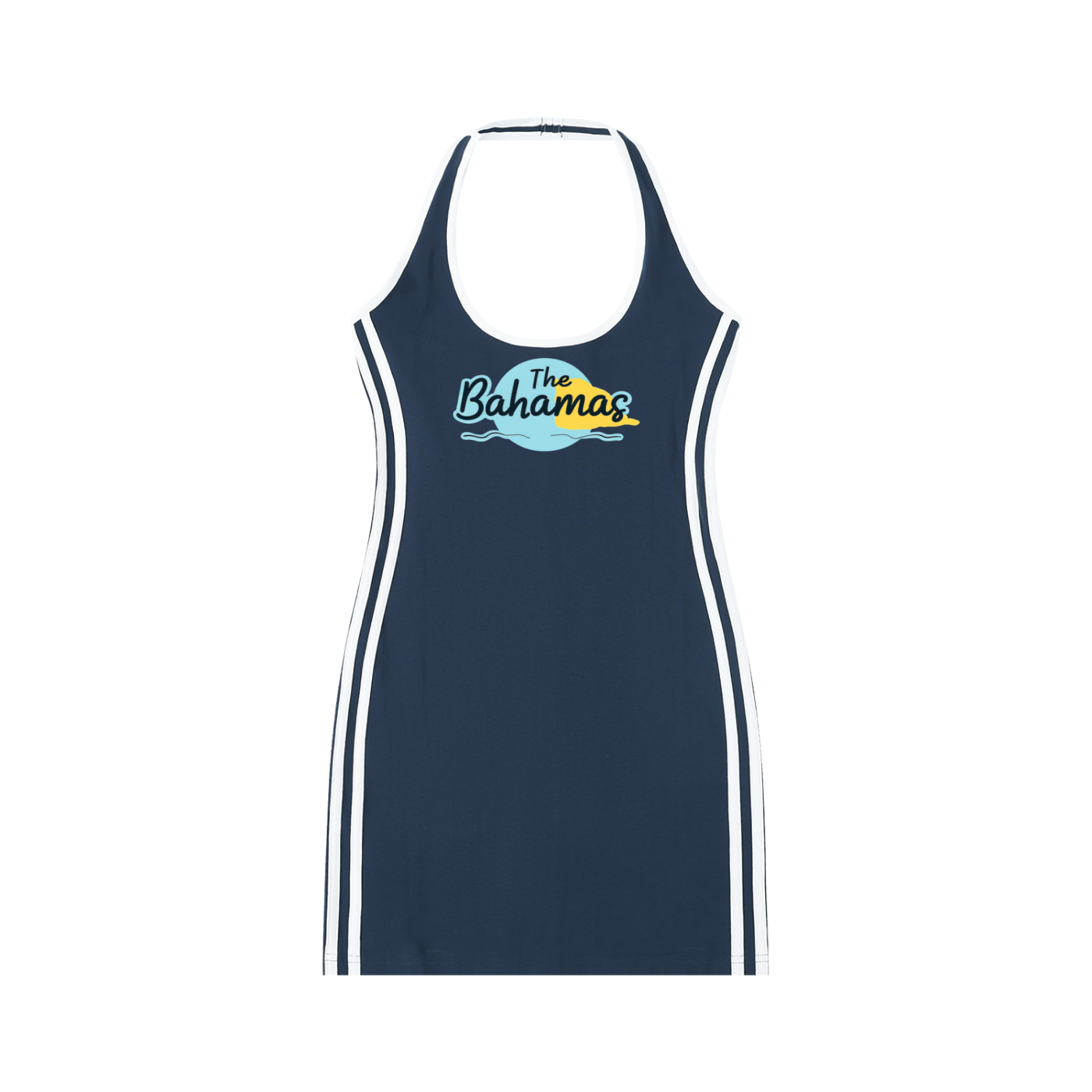 Bahamas Flag Themed Women's Binding Tight Halter Dress
