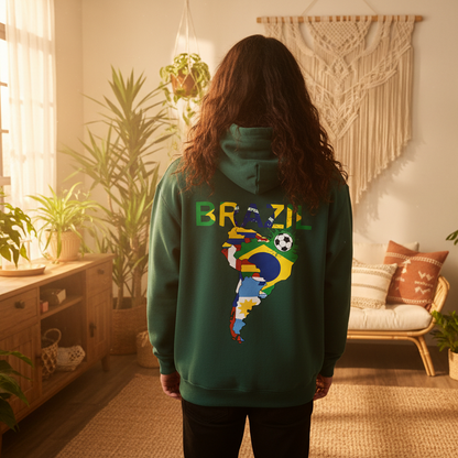 Brazil Flag Themed Graphic Unisex  Oversize Fleeced Hoodie