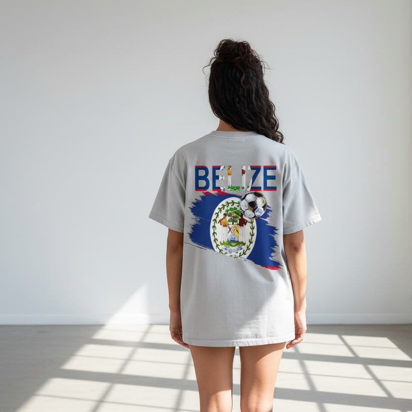 Belize Flag Themed Graphic Unisex  Vintage Wash Cotton T-Shirt