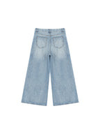 Women’s Vintage-Wash Distressed Wide-Leg Jeans with Animal Print Graphic Art ODMPOD