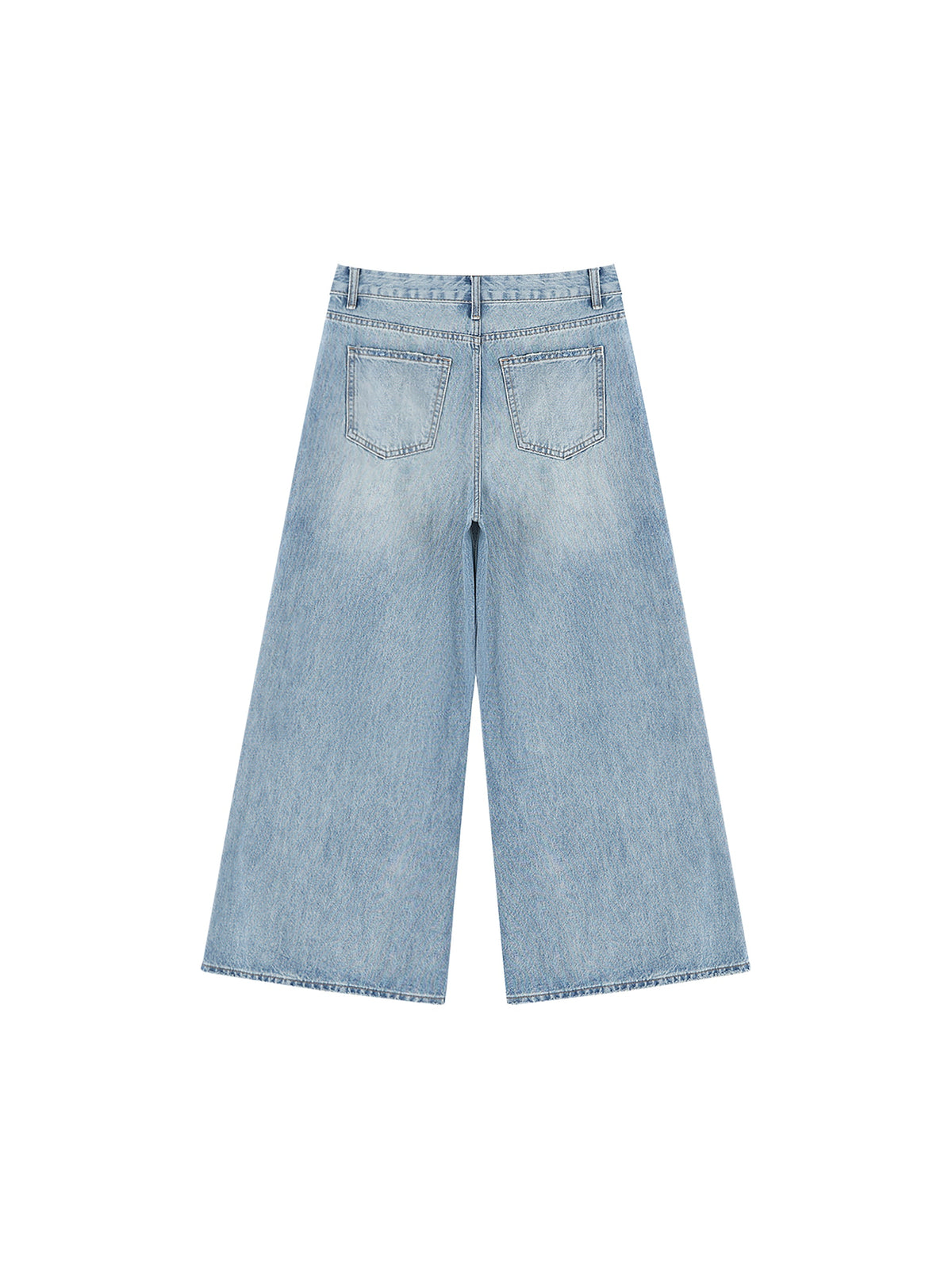 Women’s Vintage-Wash Distressed Wide-Leg Jeans with Animal Print Graphic Art ODMPOD