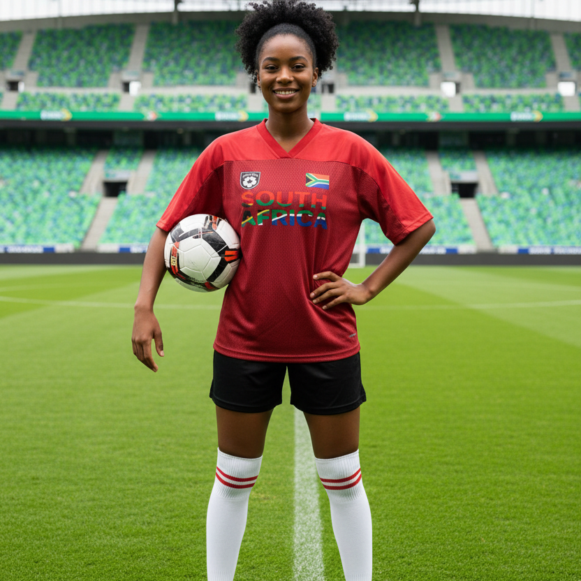 South African Flag Themed Graphic  Mesh V-Neck Soccer Jersey