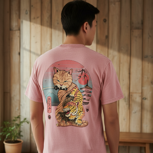 Graphic Japanese Tiger Art Snow Washed Oversized Cotton Unisex T-Shirt