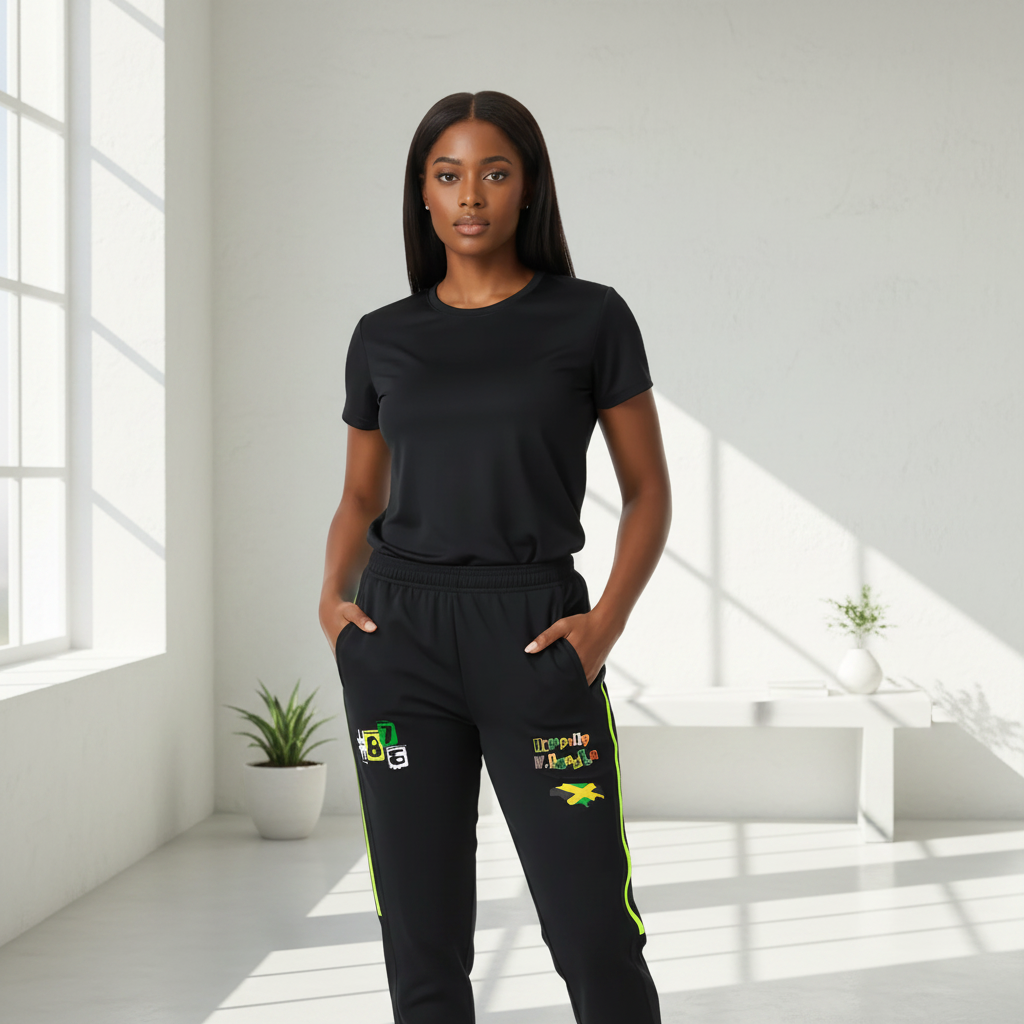 Jamaican Flag Themed Unisex Side Stripe Running Pants