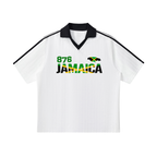 Jamaican Flag Themed Unisex Graphic Contrast Collar Striped Soccer Jersey