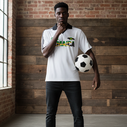 Jamaican Flag Themed Unisex Graphic Contrast Collar Striped Soccer Jersey