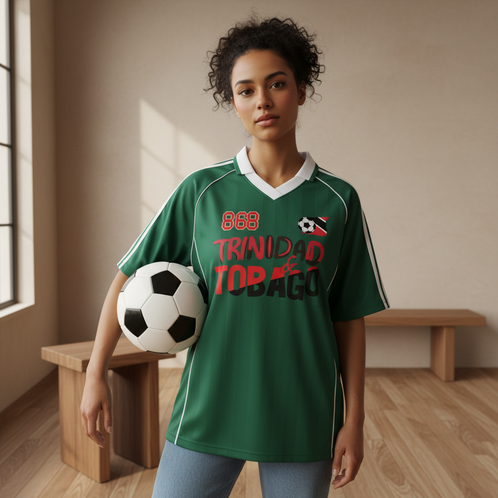 Trinidad Flag Shadow Stripe Collared Unisex Soccer Jersey