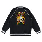 Gothic Tiger Skull Graphic Contrast Trim Raglan Varsity Unisex  Jacket