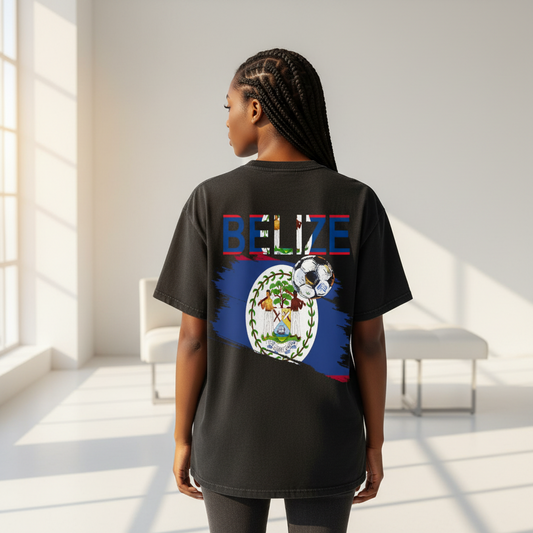 Belize Flag Themed Graphic Unisex  Vintage Wash Cotton T-Shirt