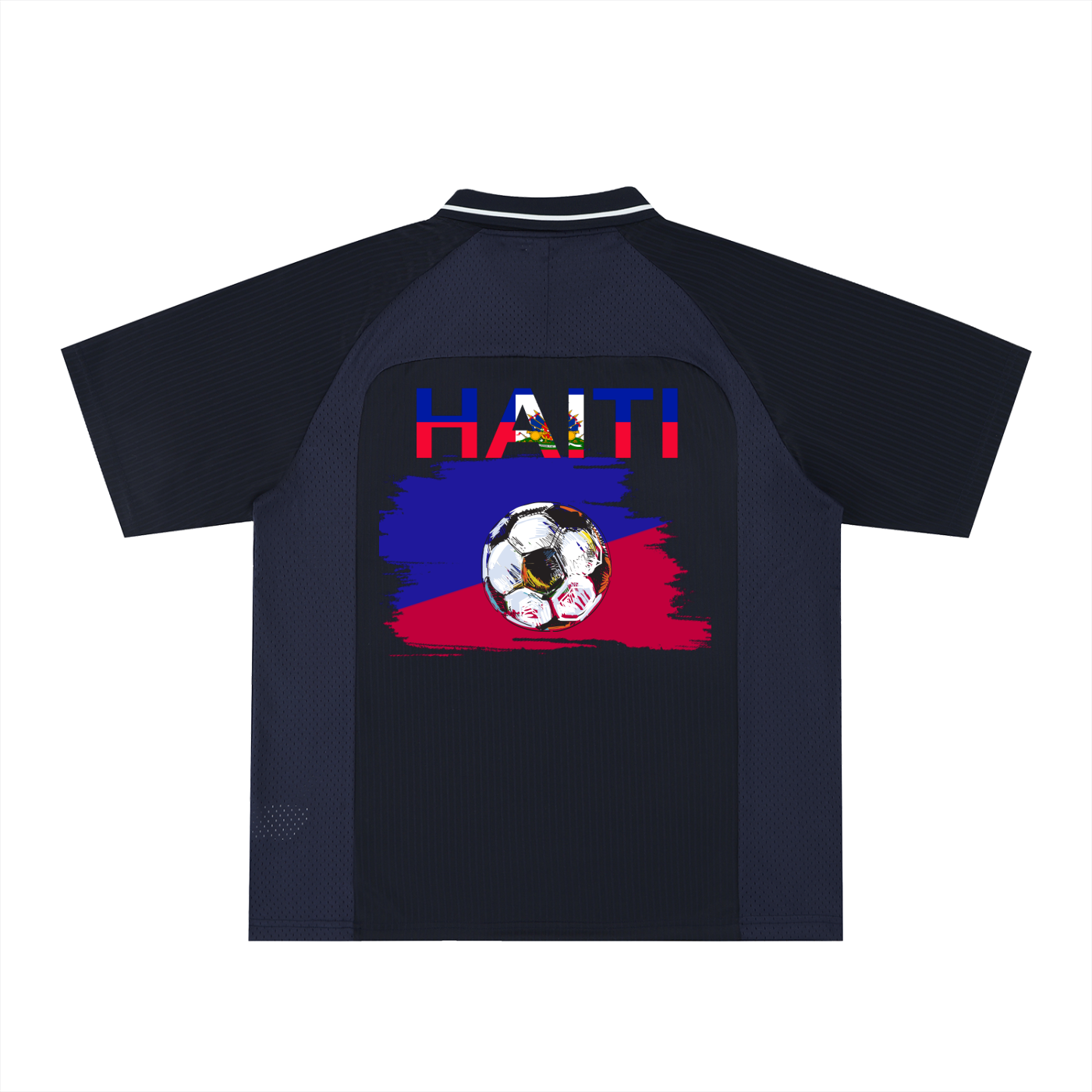 Haitian Pride and Flag Themed Striped V-Neck Unisex  Soccer Jersey
