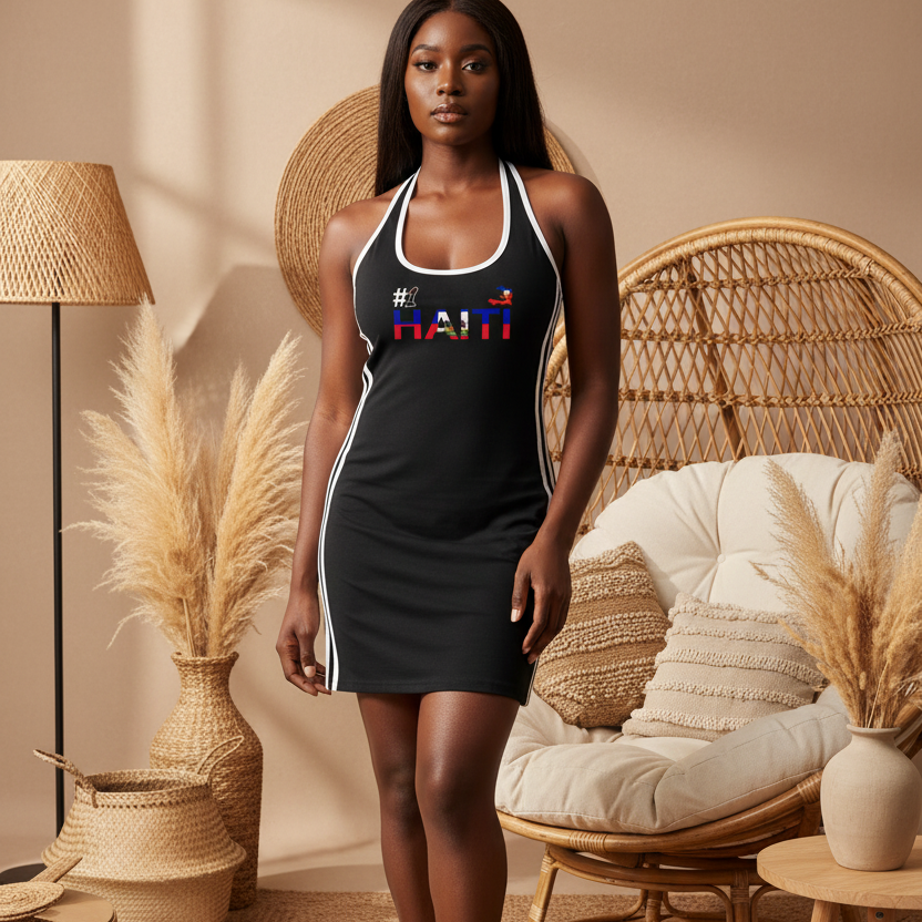 Haiti Flag Art Women's Binding Tight Halter Dress