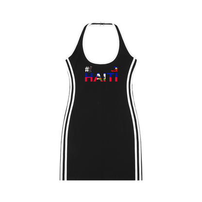 Haiti Flag Art Women's Binding Tight Halter Dress