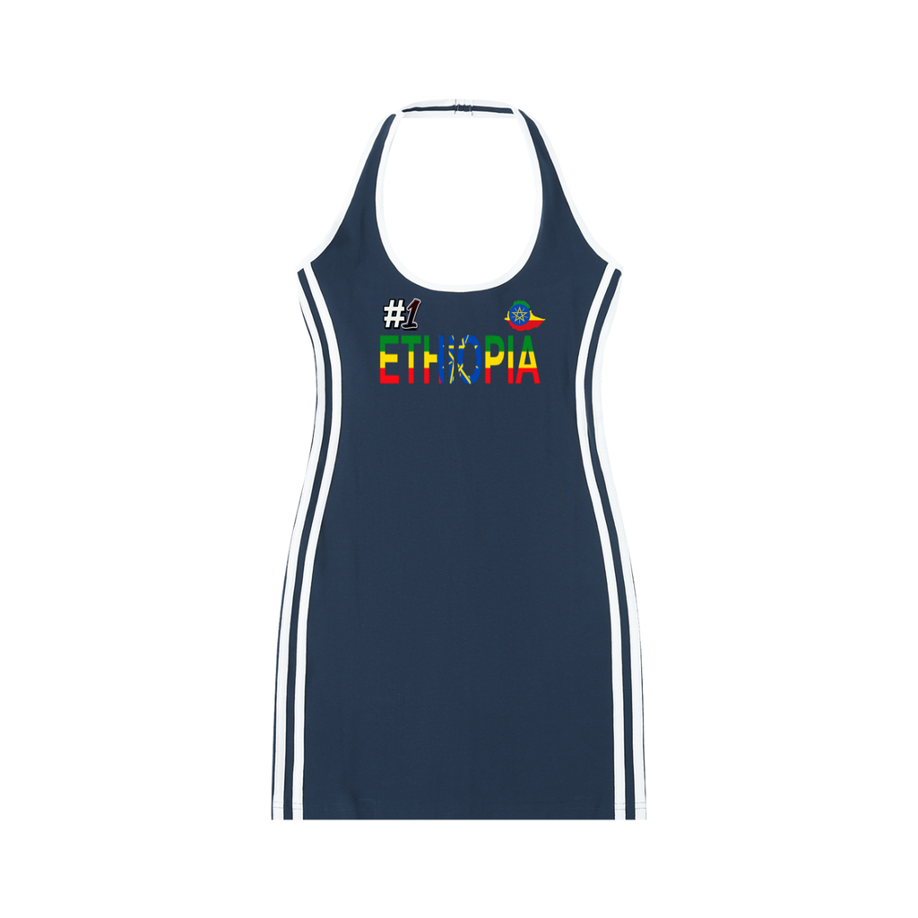 Ethiopia Flag Art Women's Binding Tight Halter Dress