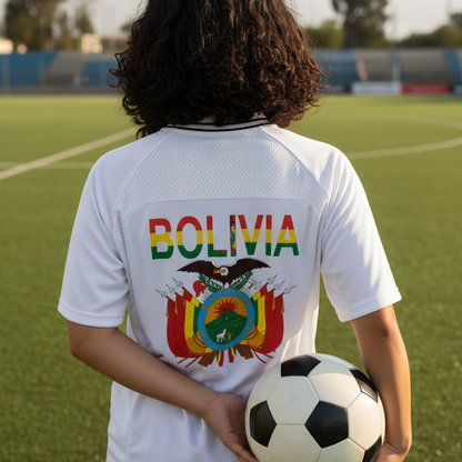 Bolivia Flag Themed Unisex Striped V-Neck Soccer Jersey