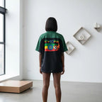Ethiopia Flag Themed Graphic Mesh V-Neck Soccer Jersey