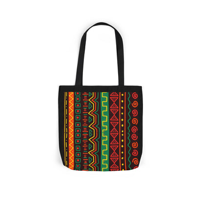 Afrocentric Pattern Canvas Tote — Colorful Tribal Stripe Beach & Market Bag