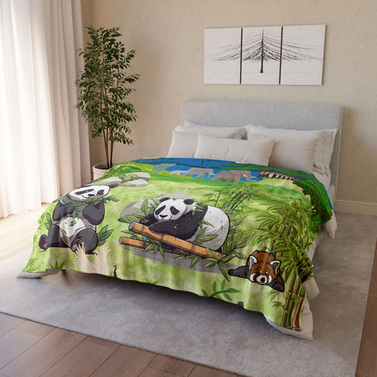 Cozy Panda-Themed Soft Polyester Blanket for Kids