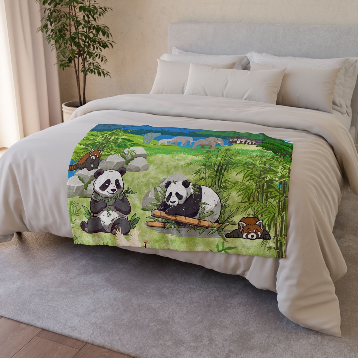 Cozy Panda-Themed Soft Polyester Blanket for Kids
