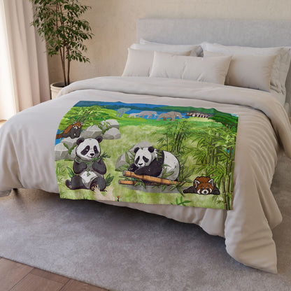 Cozy Panda-Themed Soft Polyester Blanket for Kids