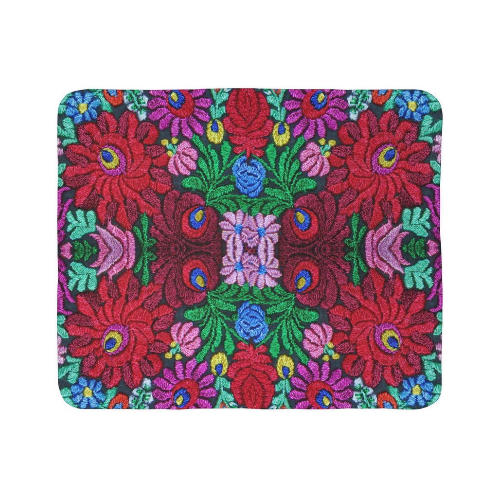 Vibrant Floral Mosaic Sherpa Blanket — Plush Fleece Throw Printify