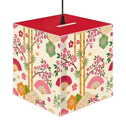 Japanese Floral Cube Lamp — Sakura Fans & Bamboo Light Cube