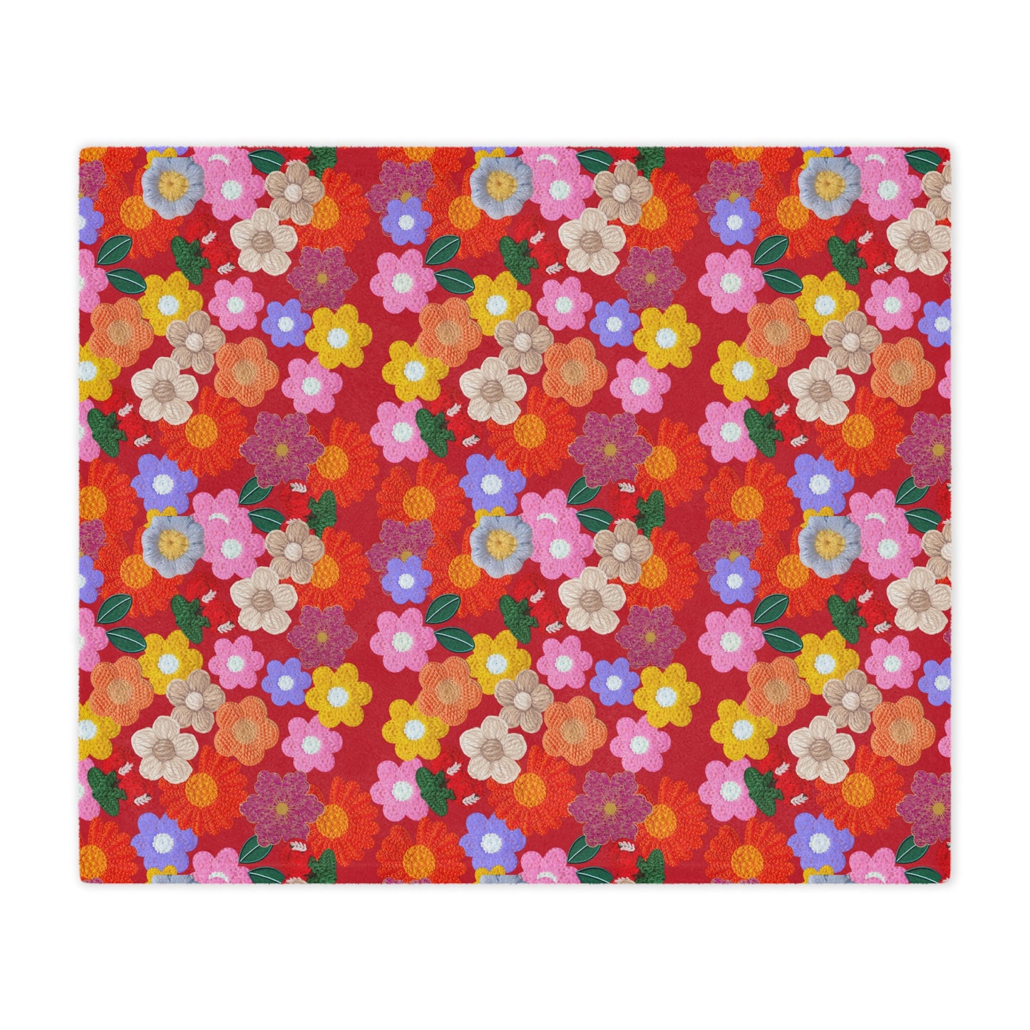 Floral Fiesta Minky Blanket — Bright Retro Flower Pattern, Cozy Throw for Living Room & Kids