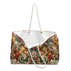 Dragon and Floral Print Weekender Bag — Large Rope-Handle Travel Tote Printify
