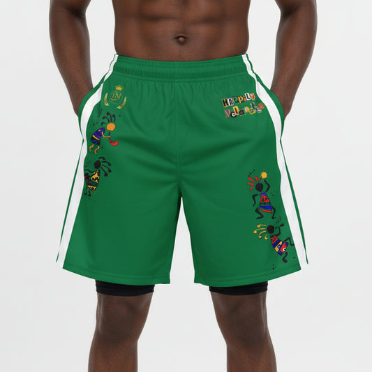 Ethnic Music Cartoon Men's Jogger Shorts - Happily Celebrating Heritage