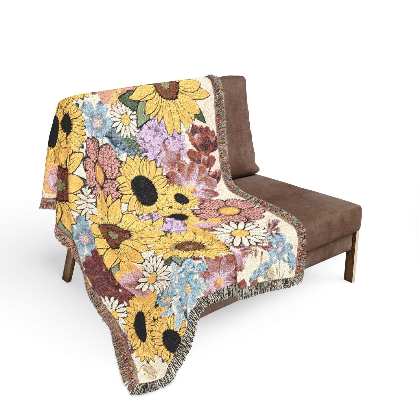 Sunflower Woven Throw Blanket — Cozy Floral Tapestry for Living Room & Gift
