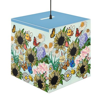 Sunflower Meadow Light Cube Lamp — Floral Bee & Butterfly Hanging Nightlight