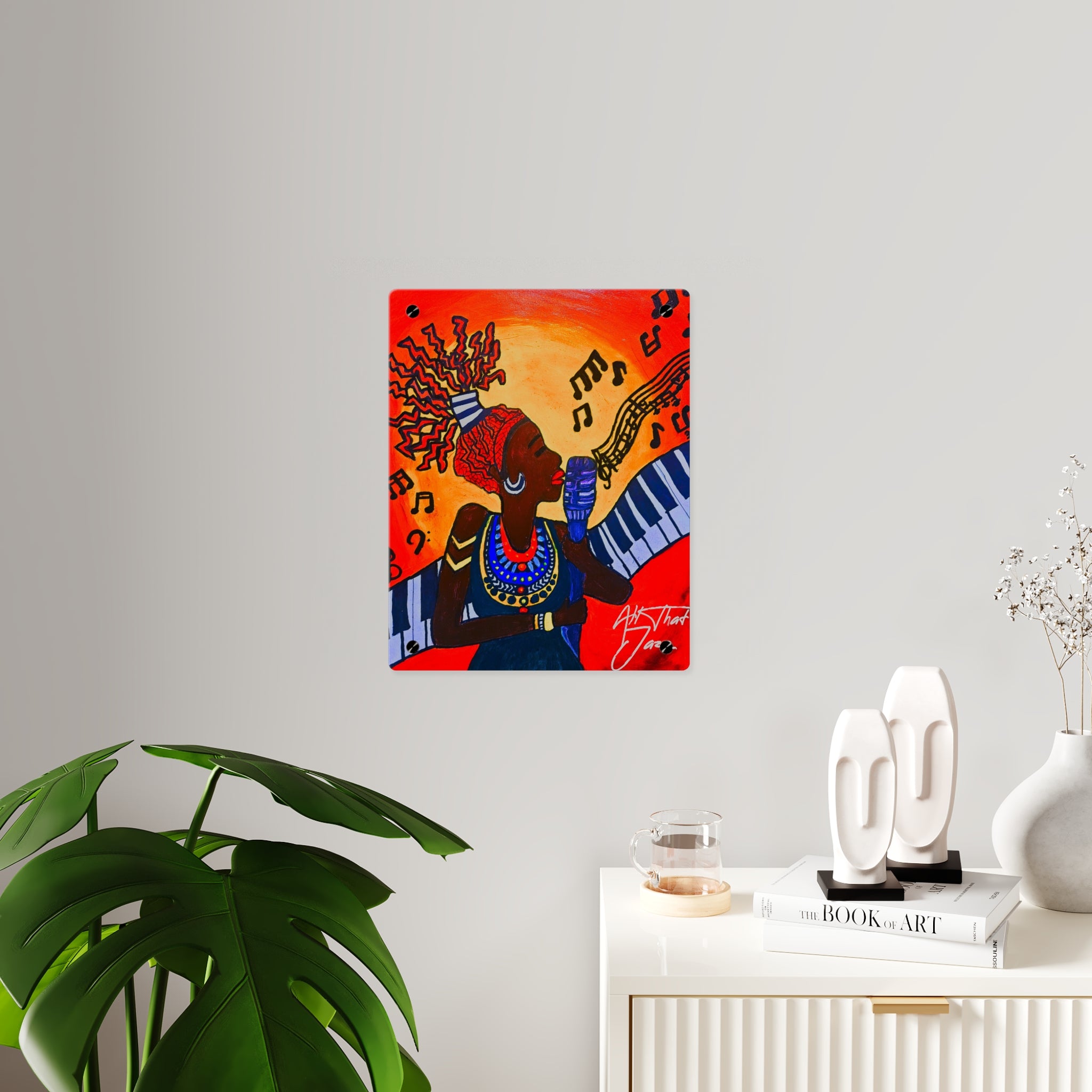 Acrylic Wall Art Panel — Vibrant Jazz Singer Illustration