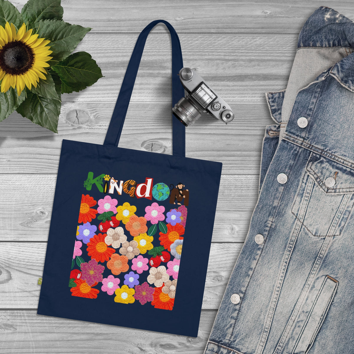 Kindness Floral Tote Bag – Colorful Organic Cotton Market Bag Printify