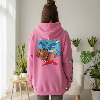 Unisex Travel Lover Graphic Pullover, Vacation Mode Graphic Hoodie