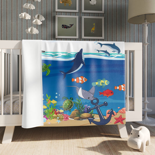 Ocean Adventure Throw Blanket, Cozy Marine Life Blanket, Nautical Home Decor