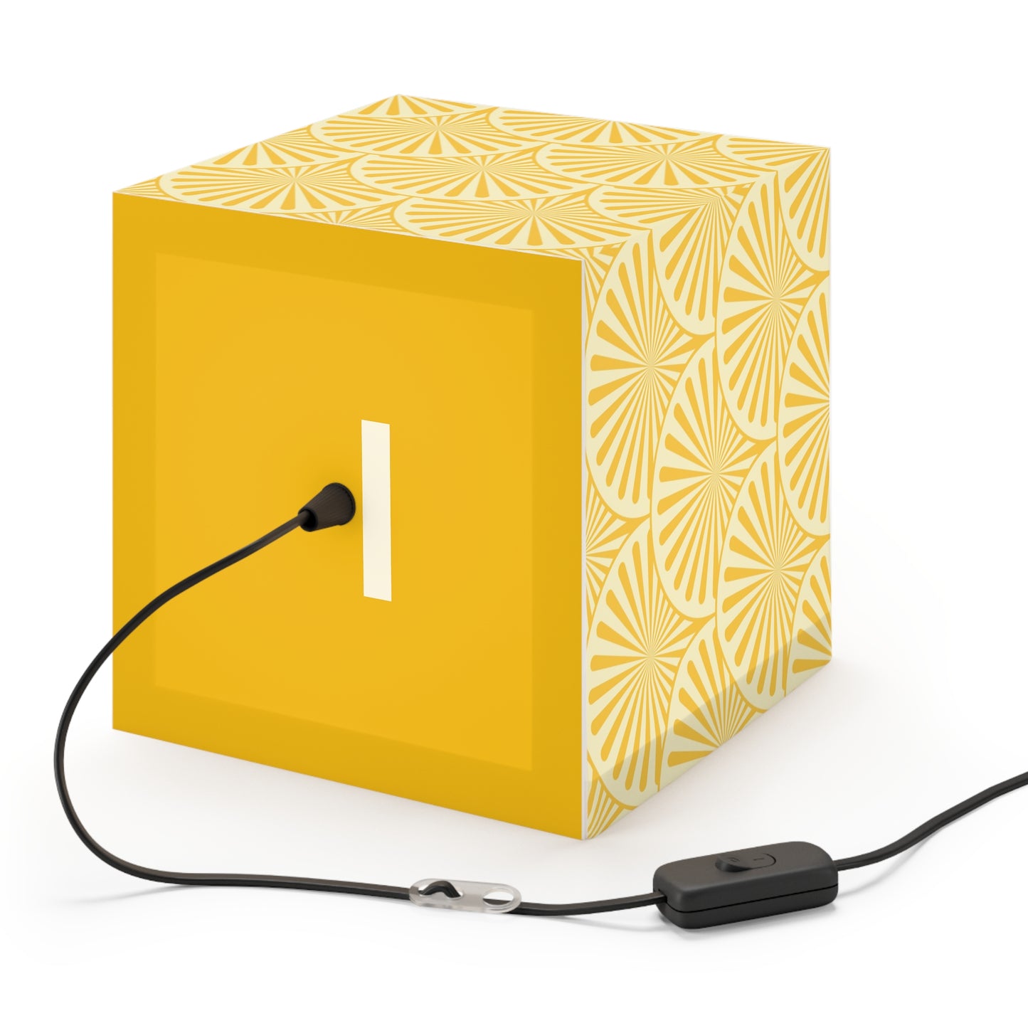 Yellow Art Deco Cube Lamp — Geometric Pattern Pendant Light