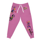 Kokopelli Dance Pink Athletic Unisex Joggers — Afro-Caribbean Music Art Printify