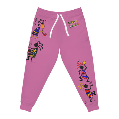 Kokopelli Dance Pink Athletic Unisex Joggers — Afro-Caribbean Music Art