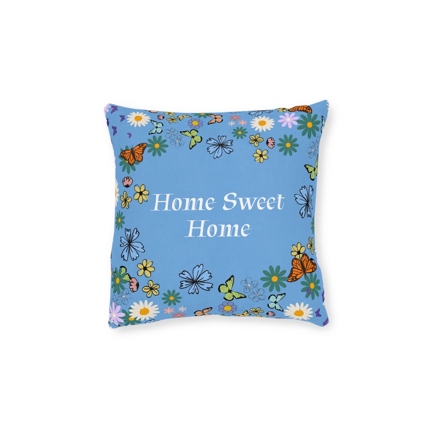 Floral Home Sweet Home Square Pillow - Cozy Decor for Living Room & Bedroom
