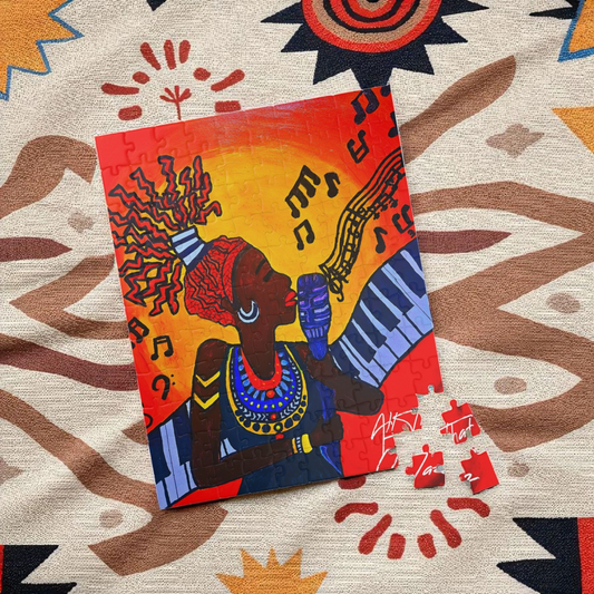 Colorful Jazz Singer Puzzle - Multiple Sizes- Artistic Jigsaw for Music Lovers