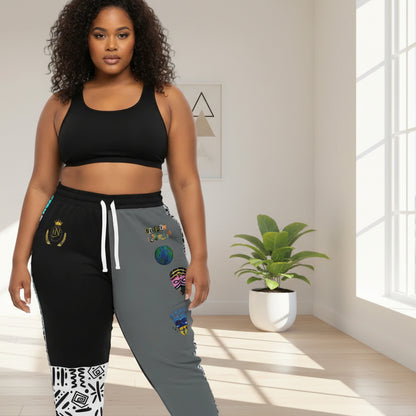Handcrafted Afro Music Cartoon Art Athletic Joggers, Unisex Sweatpants, African Dance Jogging Pants