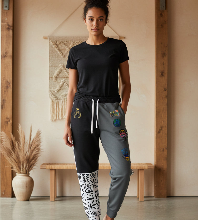 Handcrafted Afrobeat-Inspired Cartoon Graphic Athletic Joggers, Unisex Sweatpants, African Dance Apparel Printify