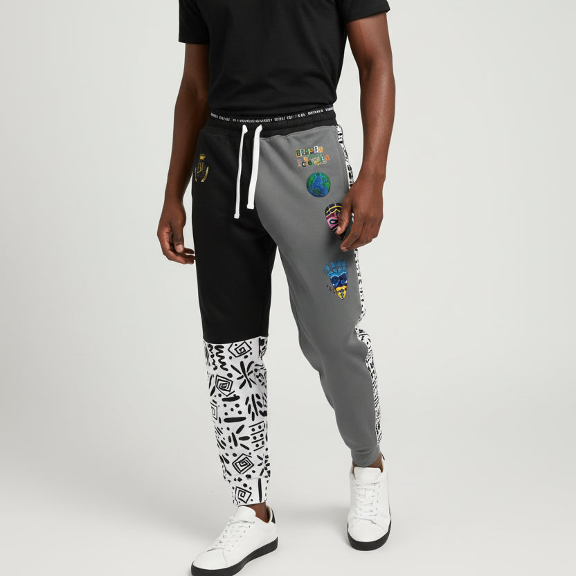 Handcrafted Afrobeat-Inspired Cartoon Graphic Athletic Joggers, Unisex Sweatpants, African Dance Apparel Printify