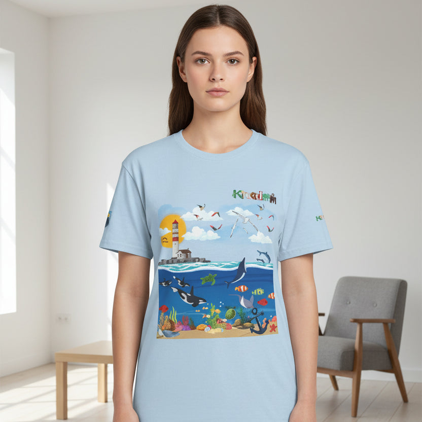 Nautical Dolphins Graphic Unisex T-shirt Printify