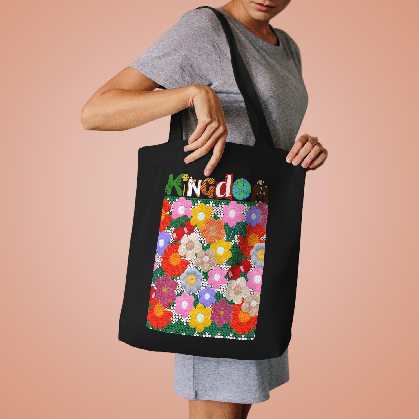 Floral Tote Bag — Colorful Retro Flower Market Bag
