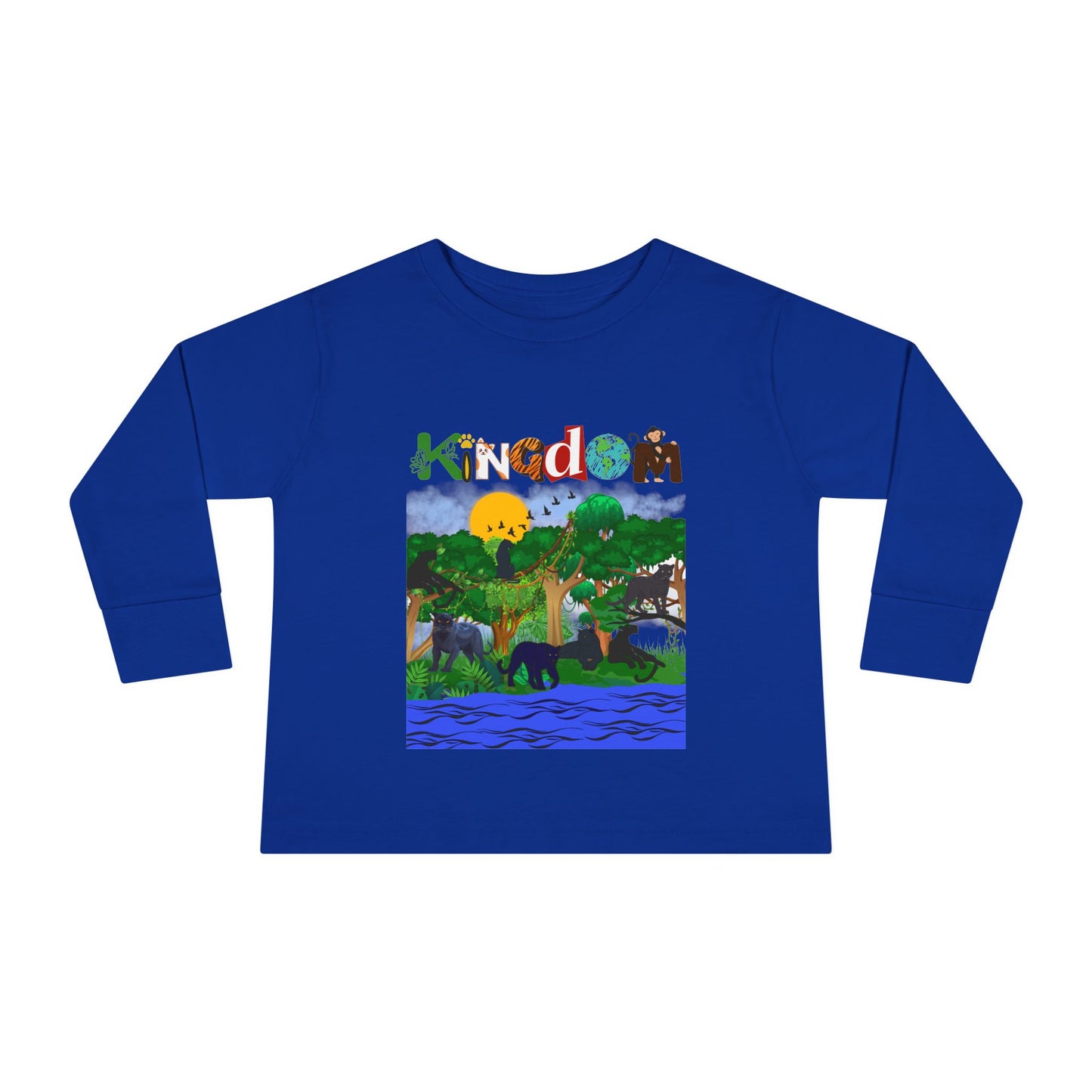 Panther Themed Toddler Tee, Wildlife Graphic Long Sleeve Shirt, Jungle Cat Children's Top